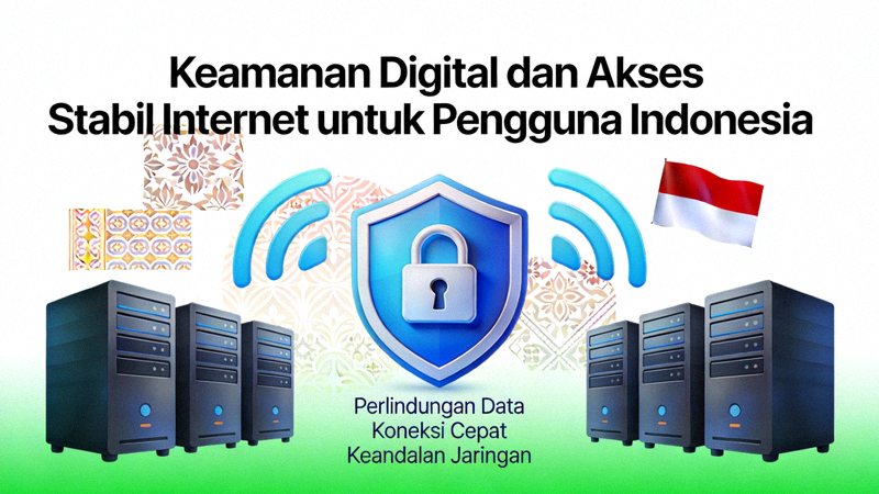 Ilustrasi keamanan digital dan akses stabil internet untuk pengguna Indonesia